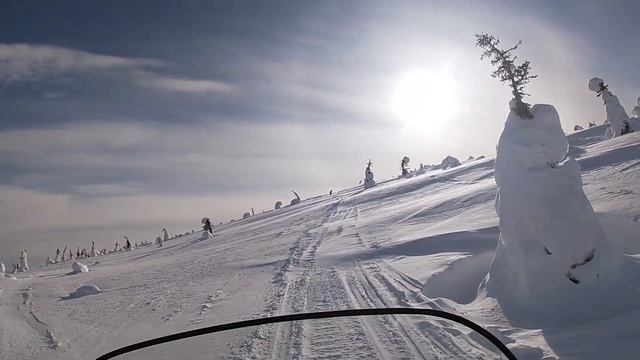 Подъем на вершину горы Нуорунен на снегоходе. Паанаярви Карелия. смотреть онлайн
