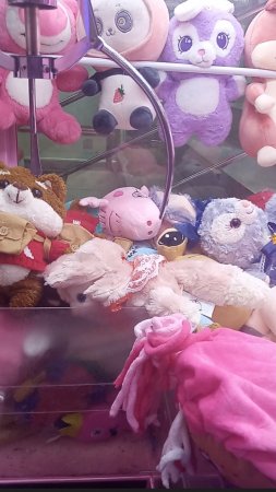 Пытаемся достать игрушку из автомата.