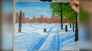 Зимний пейзаж. Акриловая живопись. Winter. Acrylic painting.