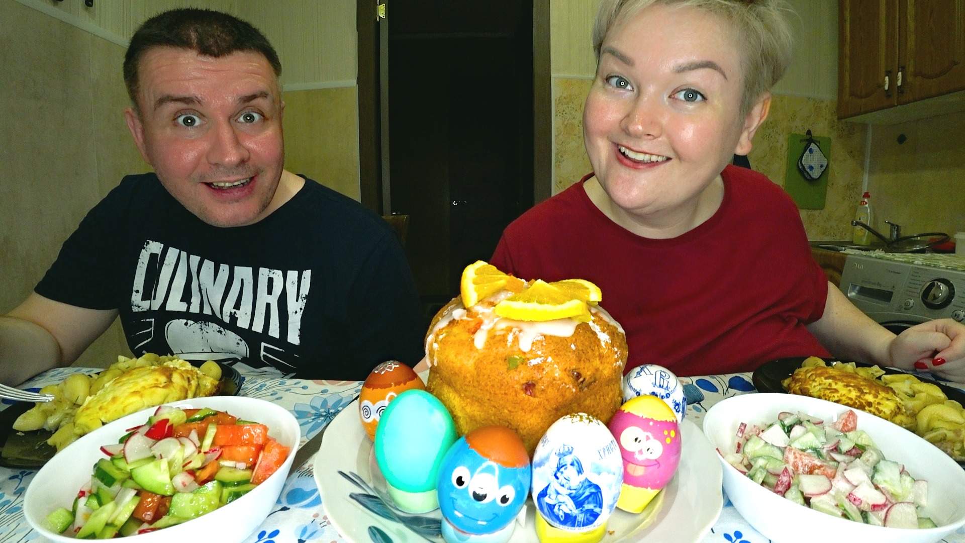 Мукбанг празднуем пасху! Пробуем наш кулич, Вован выступает как всегда) Ужин мясо и салат