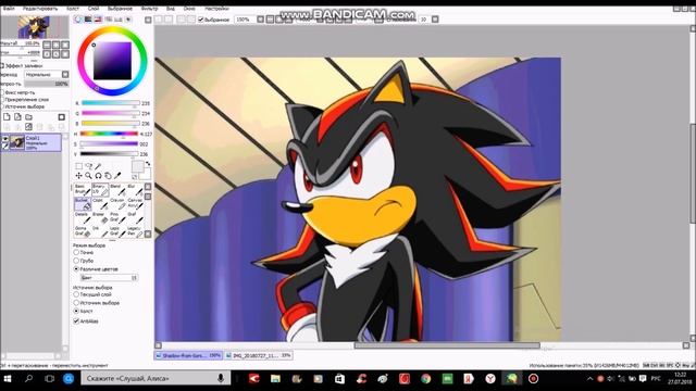 Процесс рисования в программе Easy Paint Tool SAI 3 Подарок каналу Shadow Hedgehog смотреть онлайн