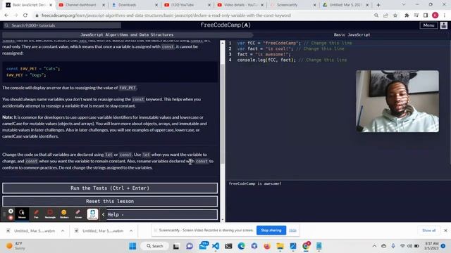 Declare a Read-Only Variable with the const Keyword