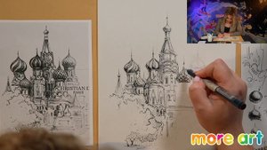Как нарисовать Храм Василия Блаженного (часть 2)»/ Урок по рисованию для начинающих от more-art.ru