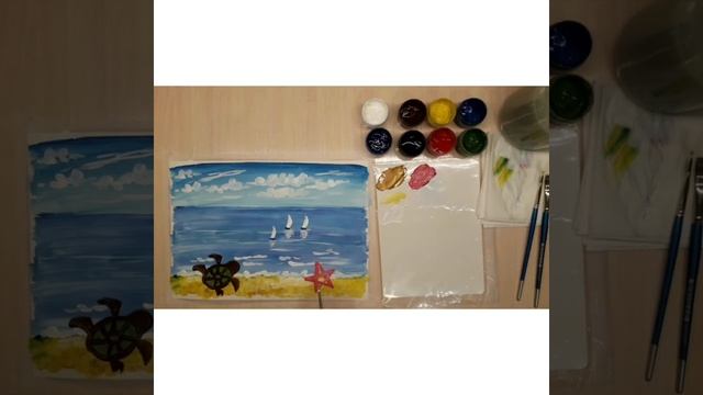 #РисуемЛЕТО Рисуем летнюю открытку УСКОРЕННО? Пейзаж, море ? Landscape, sea) смотреть онлайн