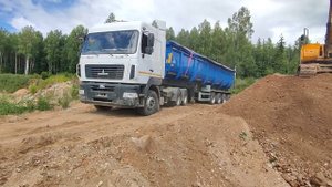 Наш МАЗ 6430 с Тонаром делает  первые рабочие шаги.