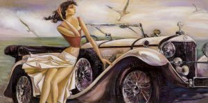Женщина и автомобиль картины