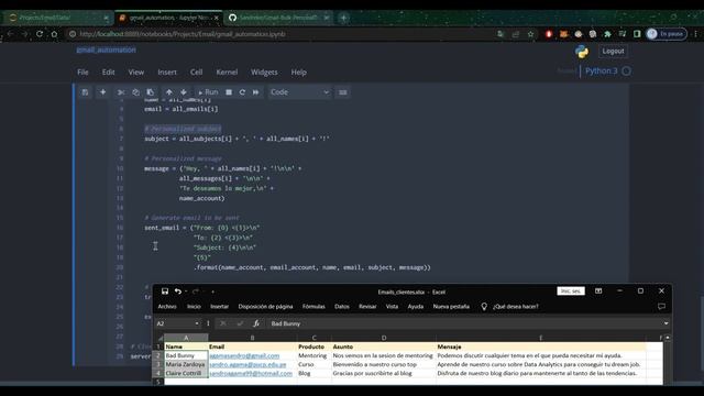 ENVÍA CORREOS MASIVOS y PERSONALIZADOS con GMAIL ? usando PYTHON ?