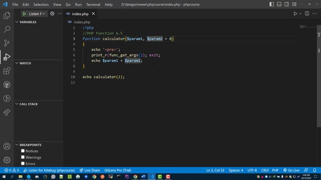 PHP Tutorial A-Z Bangla - PHP Function Default Value 6.5