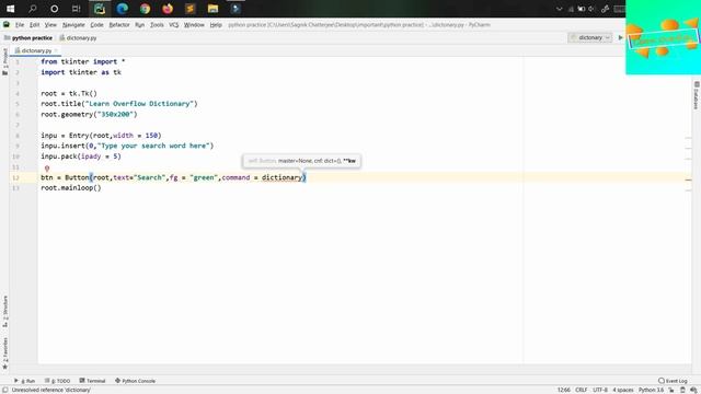 Build a Dictionary GUI Application using Python - Python Mini Project - PyDictionary- Learn Overflo