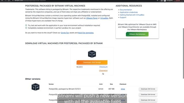 PostgreSQL OVA Image Packaged by Bitnami in Production Using VMware Application Catalog смотреть онлайн