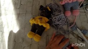 Кошечка из плюшевой пряжи крючком , МК вторая заключительная часть.