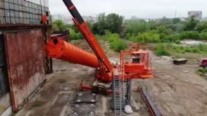 работа автокрана KATO NK750 по установке силоса