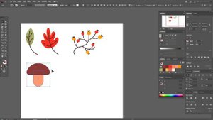 СОЗДАЁМ БЕСШОВНЫЙ ОСЕННИЙ ПАТТЕРН (ЛИСТЫ, РЯБИНА, ГРИБ). Урок в ADOBE ILLUSTRATOR.