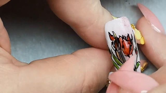 Цветочный дизайн. Крокусы. Рисунки гель-красками и витражами.