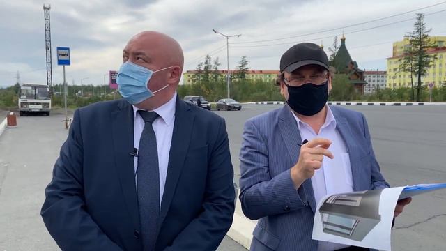 Николай Тимофеев проконтролировал ход работ по установке теплого павильона в районе Талнах