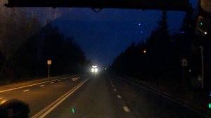 На стыке Волоколамского и Шаховского районов - едем по ночной дороге в поселок Шаховская
