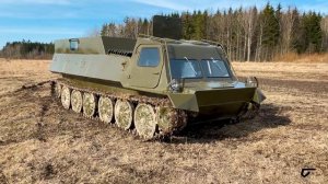 Вездеход на базе ГТМУ - удлинённое шасси, кабина, кунг, подвесной ленивец // ГИРТЕК