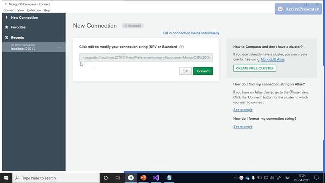 How to copy the mogoDB connection string from compass GUI and Integrate with C# to communicate смотреть онлайн