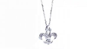 18mm Diamond Fleur De Lis Necklace, 0.60CT, 16 Inches in 14K White Gold PCK1704W1