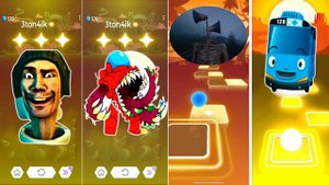 Skibidi Toilet vs Among Us Eater vs Siren Head vs Tayo Little Bus | Tiles Hop EDM Rush