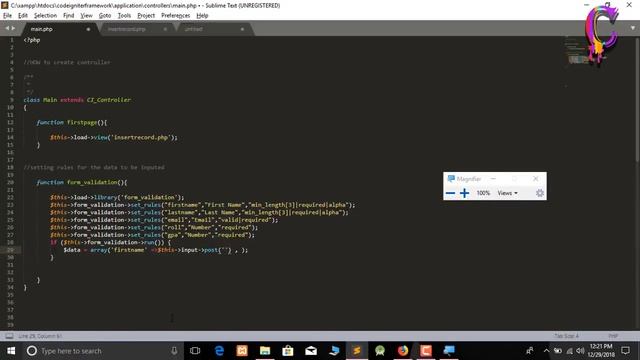 CRUD in Codeigniter- Insert into database using codeigniter(php framework) using database