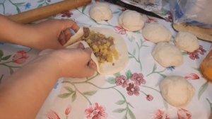 Самса с картошкой и фаршем по домашнему//рецепт на дрожжевом тесте//