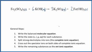 How to Write the Net Ionic Equation for Fe2(SO4)3 + KOH = K2SO4 + Fe(OH)3