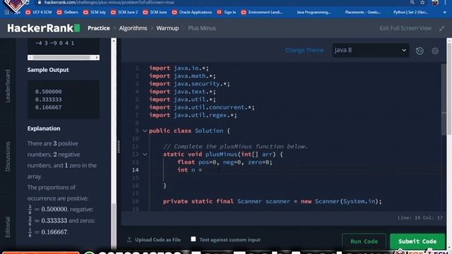 3. Plus Minus | HackerRank | Coding | Competitive Programming | Java | Fox Tech Academy
