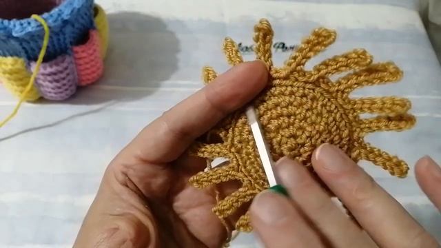 Солнышко крючком. Аппликация.