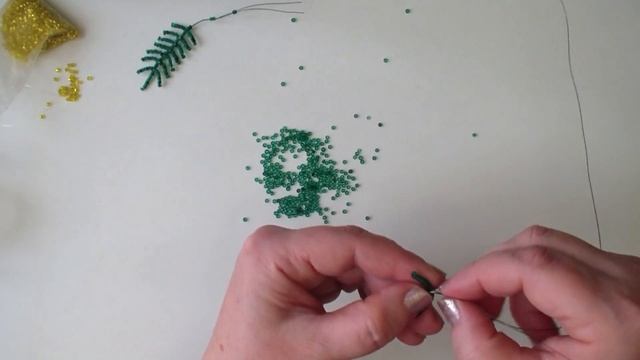 Ветка мимозы из бисера