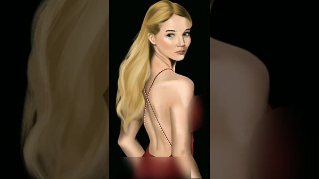 Портрет обнаженной Freya Allan(Цири)/ Nude portrait of Freya Allan (Ciri) in Infinite Painter