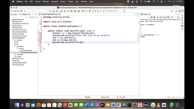 Java Program to sum of all elements in an array смотреть онлайн