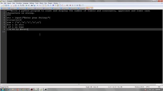 Count and display the number of vowels,consonants,uppercase,lowercase | Python | Class XI CBSE