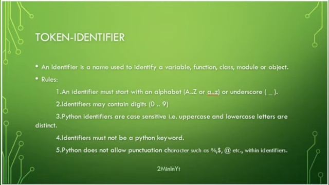 Tokens in python/identifier/keywords/operators/tamil