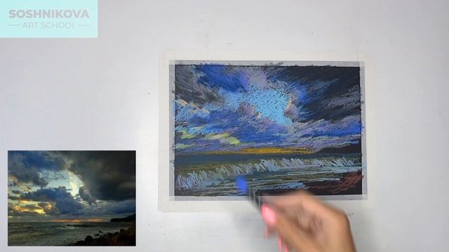 Масляная пастель Малевичъ. Обзор набора на 48 цветов. Рисуем морской пейзаж только этим набором.