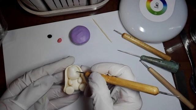 Заяц из полимерной глины.  Декор ложки из полимерной глины.  Зайка Ми. DIY.