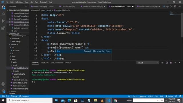 Laravel-Livewire Tutorial - How To Send A Laravel-Livewire Contact Form