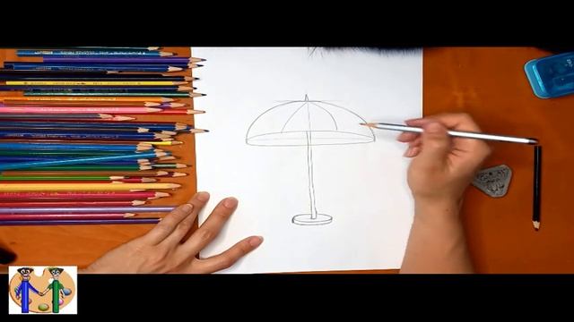 Как нарисовать пляжный зонтик. Онлайн-школа рисования "Малевашки"