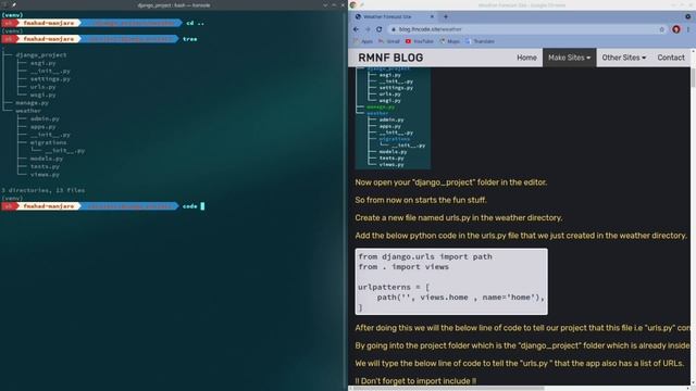 Django Project On Python On Linux | Just For Beginners | Linux For Fun | Weather Forecast First Par