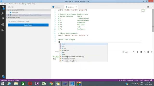 #5 Python Tutorial | Python Tutorials For Beginners | Python Escape Sequences  (HINDI)