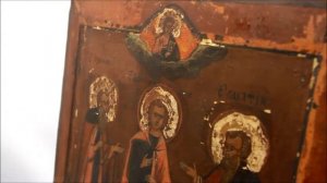 Икона старинная святые Зосима, Саватий, Вонифатий. DR0130