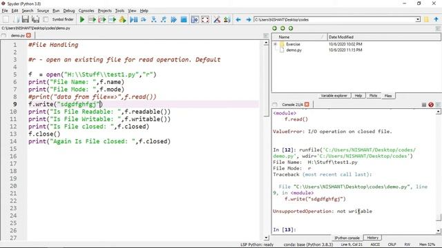 Lecture - 34 -  File Handling Introduction | Python Intermediate | Modes in File Handling| File I/O