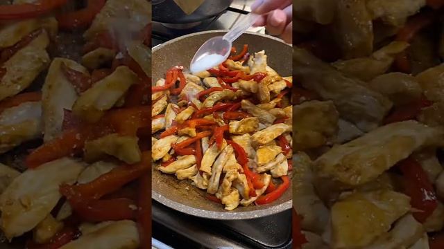 Жареные мандарины с курицей и болгарским перцем! Рецепт тёплого салата
