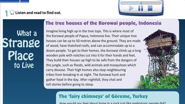 Excel 9 module 3 p34 ex1 What a strange place to live listening смотреть онлайн