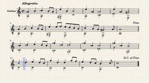 Bourrée – Leopold Mozart, 1719-1787 (guitar sheet music)