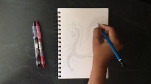 ♥️ Relaxing drawing- how to draw a dragon (tattoo design/ T-shirt print)