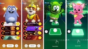 Grizzly and the Lemmings vs Paw Patrol vs Gummy Bear vs Pinkfong - Tiles Hop EDM Rush