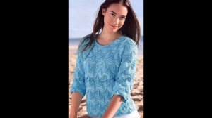 Ажурный узор спицами с фестонами для летних моделей.