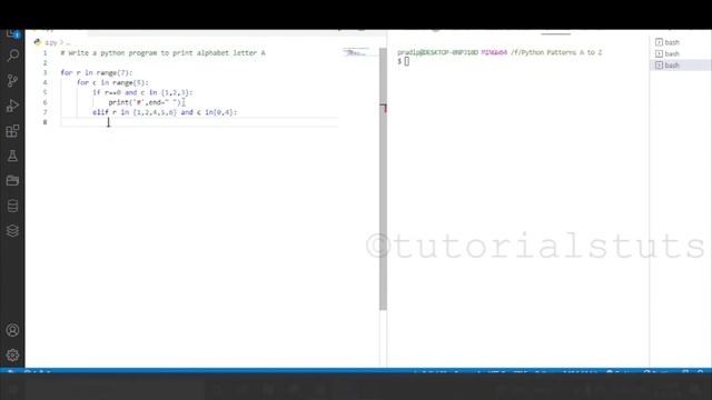 How to Create Alphabet Pattern A | Python Pattern Program | Printing Patterns | Python Tutorial