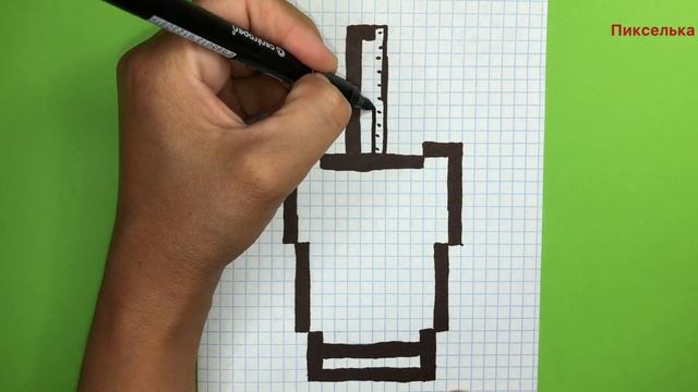 Как Рисовать Клубничный Коктейль по Клеточкам - Коктейль по Клеточкам #рисункипоклеточкам